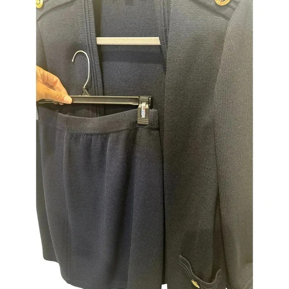 St. John‎ Basics Navy Blue Knit Two Piece Skirt Jacket Set Size P /4 - Picture 7 of 9